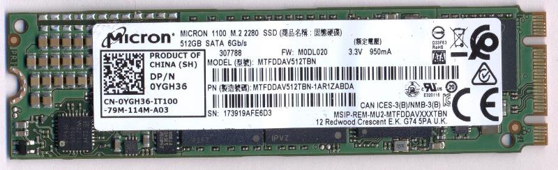 SSD Micron M2 1100 SATA 512Gb 