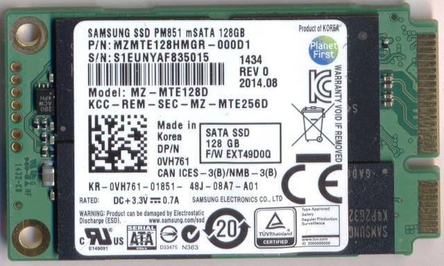 Samsung SSD PM851 mSata 128G
